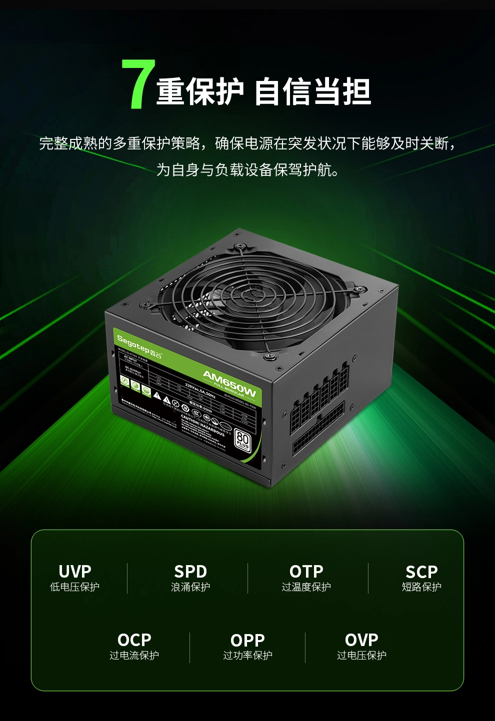 Segotep Gaming Power Supply, 12V DC Power, 80plus White/Standard Certified, Full Modular Desktop Gaming Power Supply